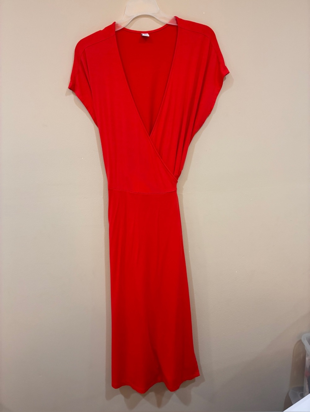 Old Navy Red Orange Coral  true Wrap short sleeve knit Dress